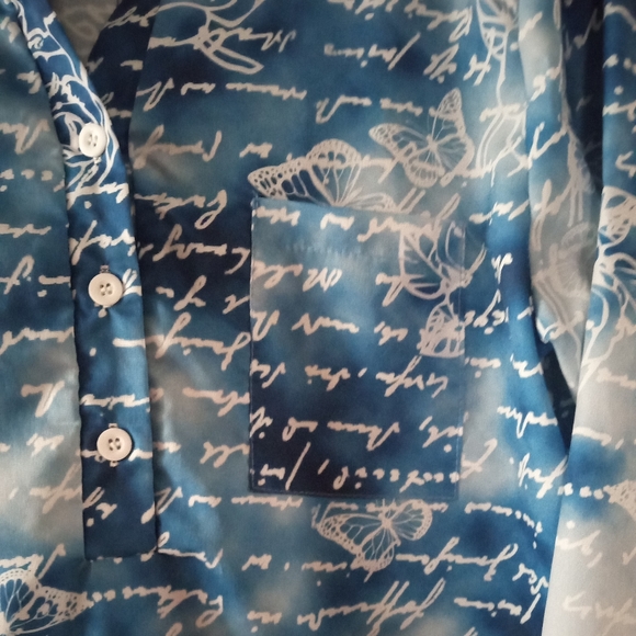 ⛅☁️ Blue Skies Women's Blouse | Size L | Blue and White Cloud Pattern ☁️ - Picture 6 of 8